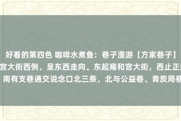 好看的第四色 咖啡水煮鱼：巷子漫游【方家巷子】————方家巷子位于雍和宫大街西侧，呈东西走向。东起雍和宫大街，西止正经门内大街，南有支巷通交说念口北三条，北与公益巷、青炭局巷子、马园巷子类似。全长676米，宽7...